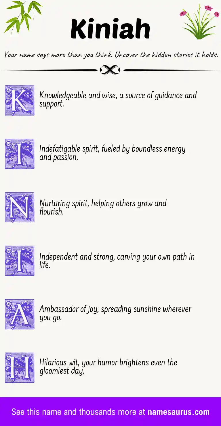 Acrostic poem about Kiniah.