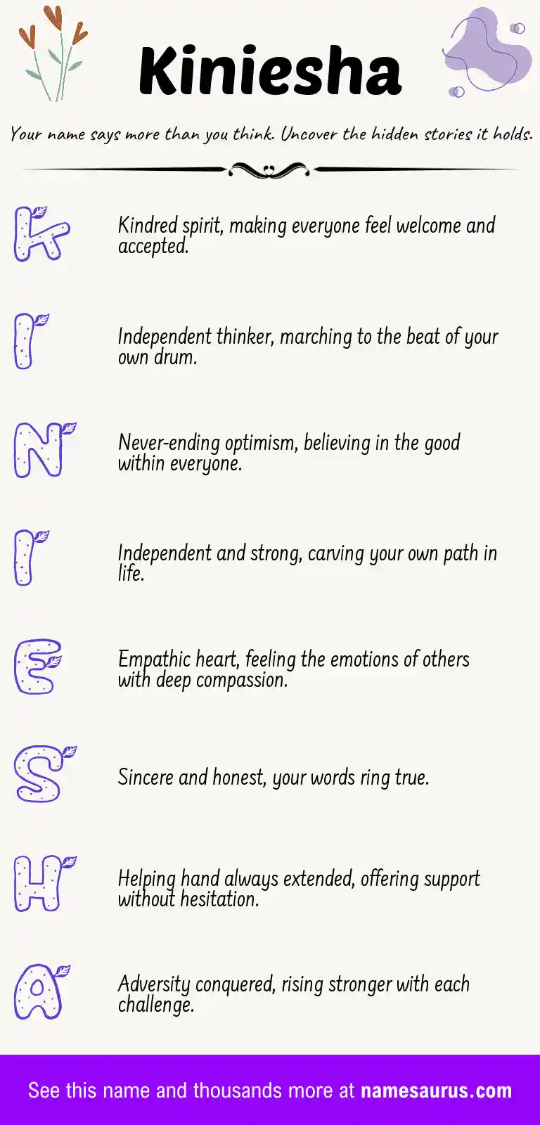 Acrostic poem about Kiniesha.