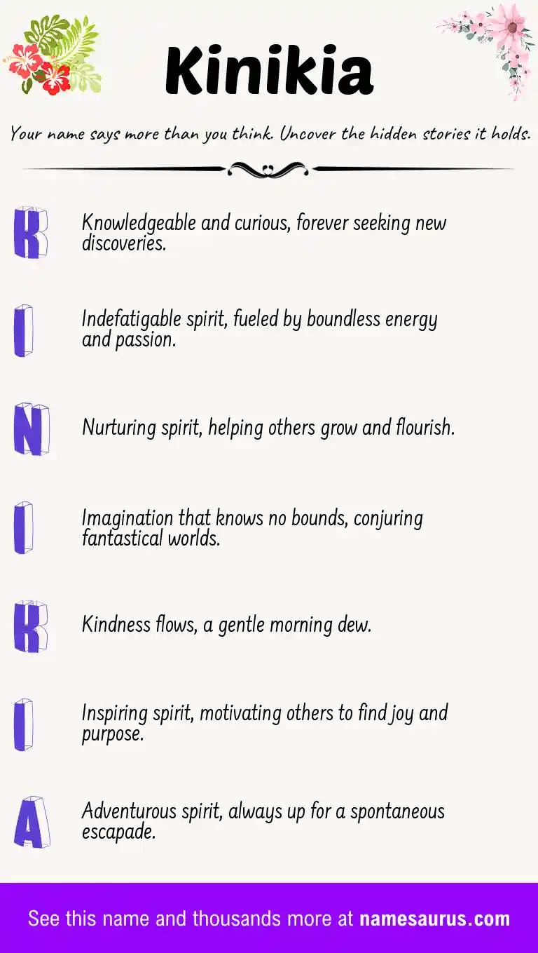 Acrostic poem about Kinikia.