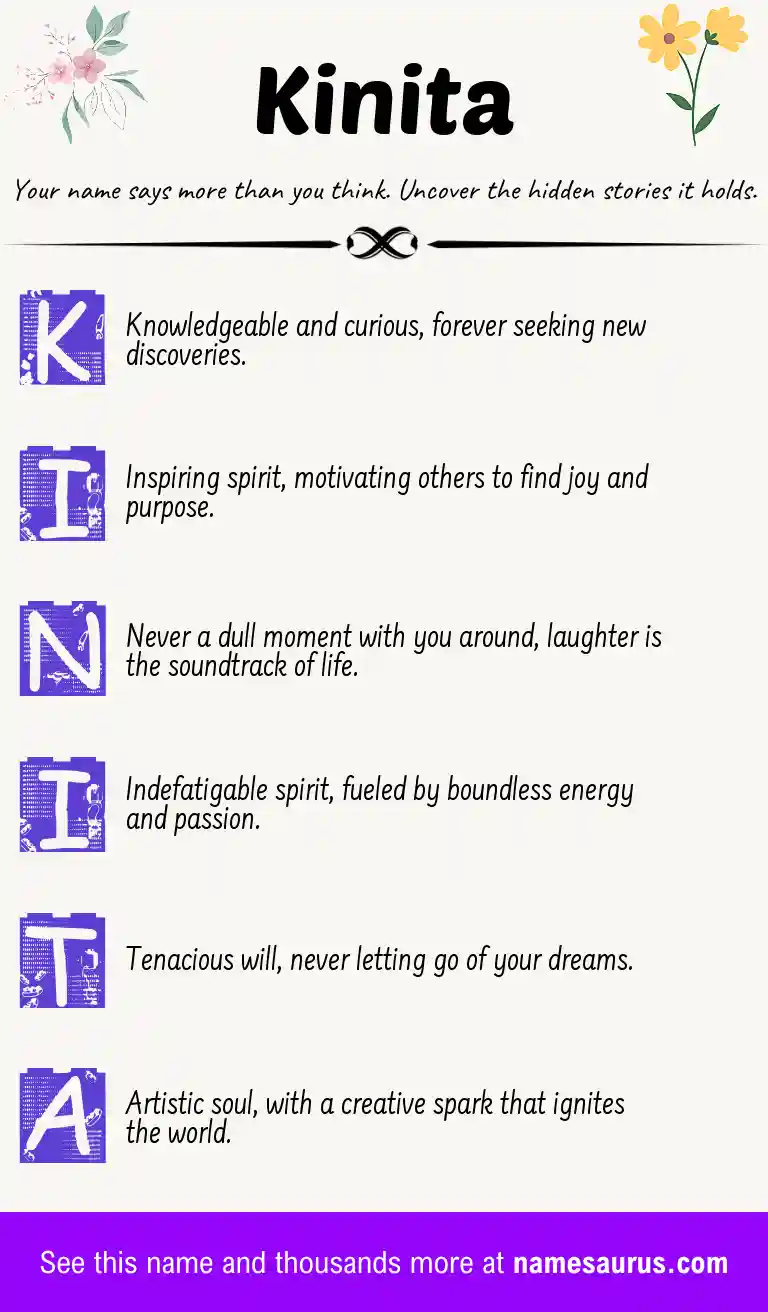 Acrostic poem about Kinita.