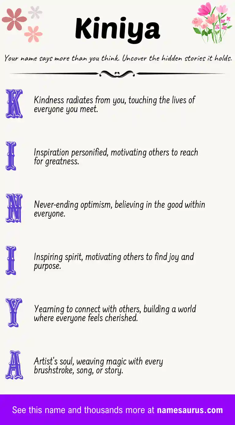 Acrostic poem about Kiniya.
