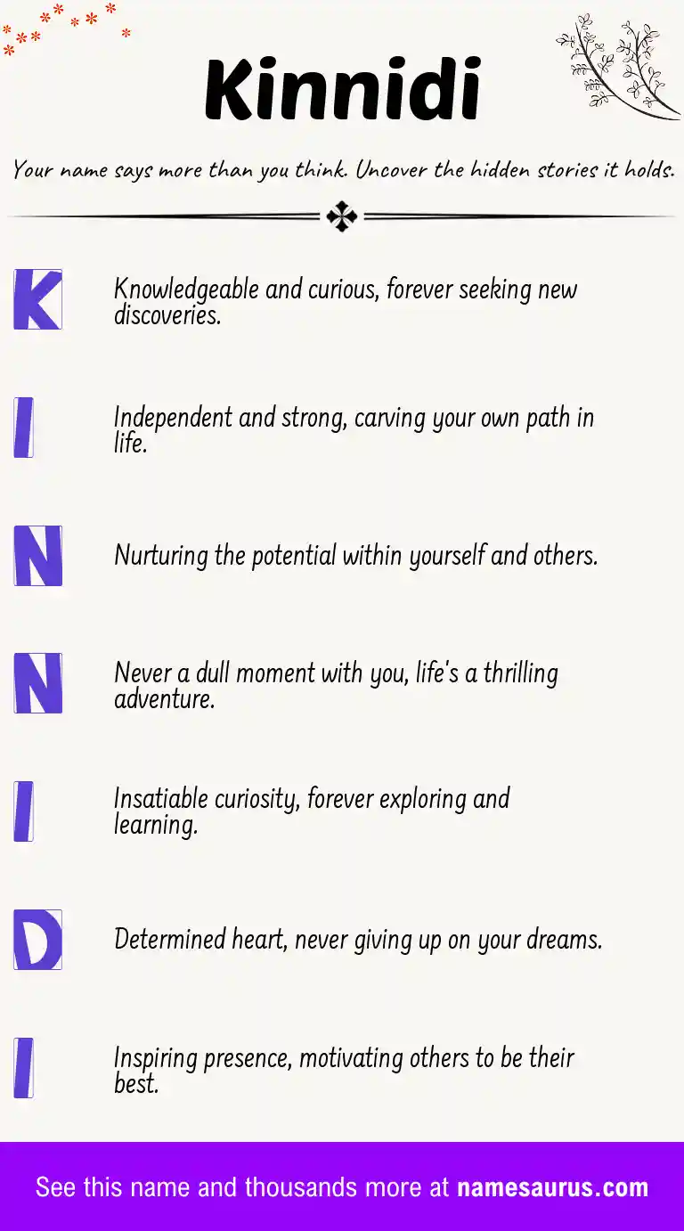 Acrostic poem about Kinnidi.