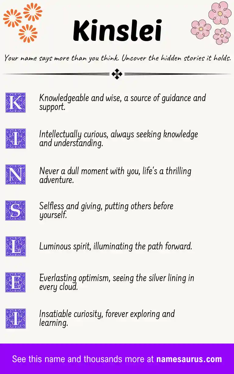 Acrostic poem about Kinslei.