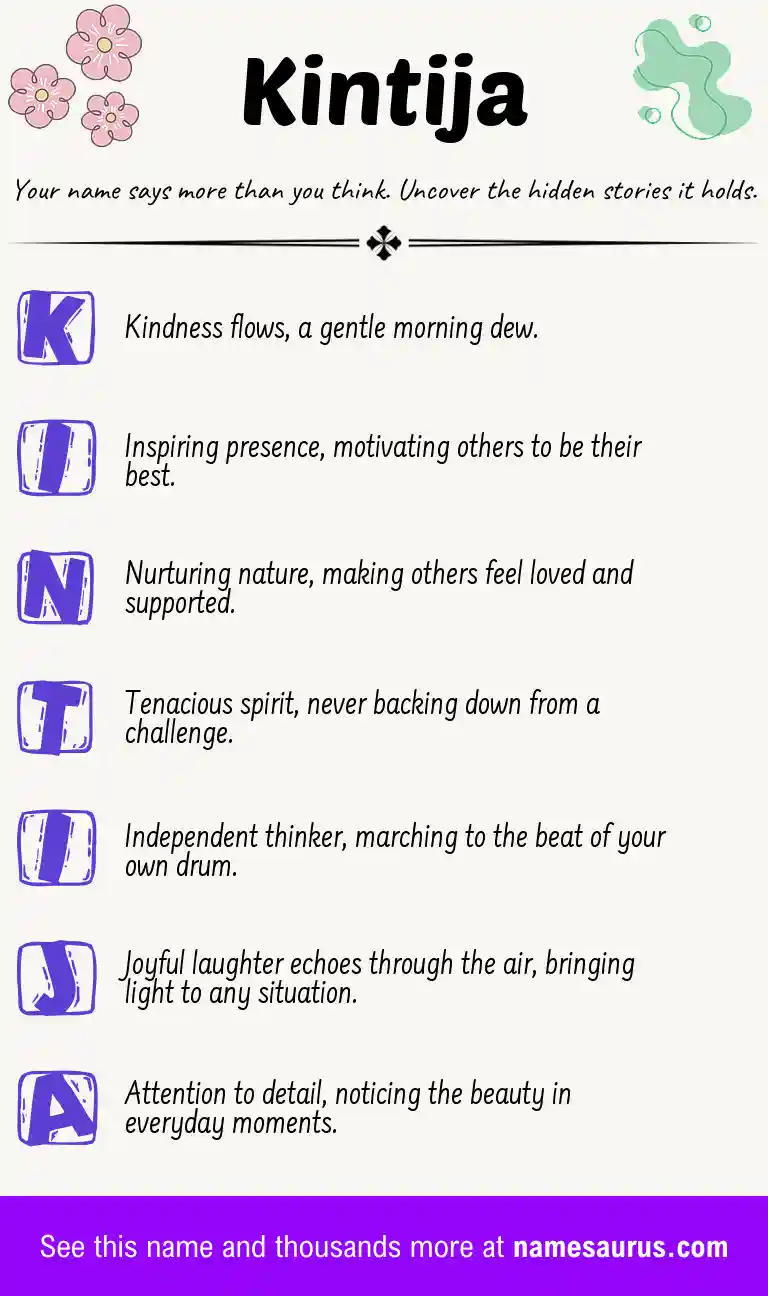 Acrostic poem about Kintija.