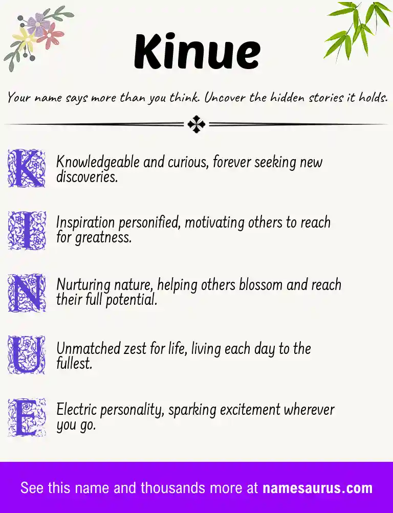 Acrostic poem about Kinue.