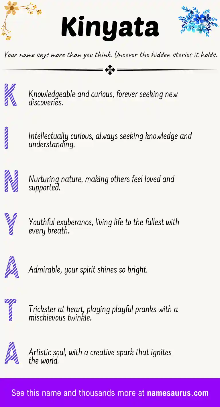 Acrostic poem about Kinyata.