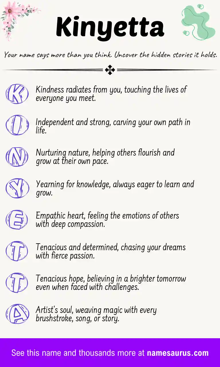 Acrostic poem about Kinyetta.