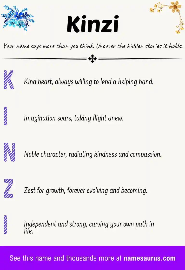 Acrostic poem about Kinzi.