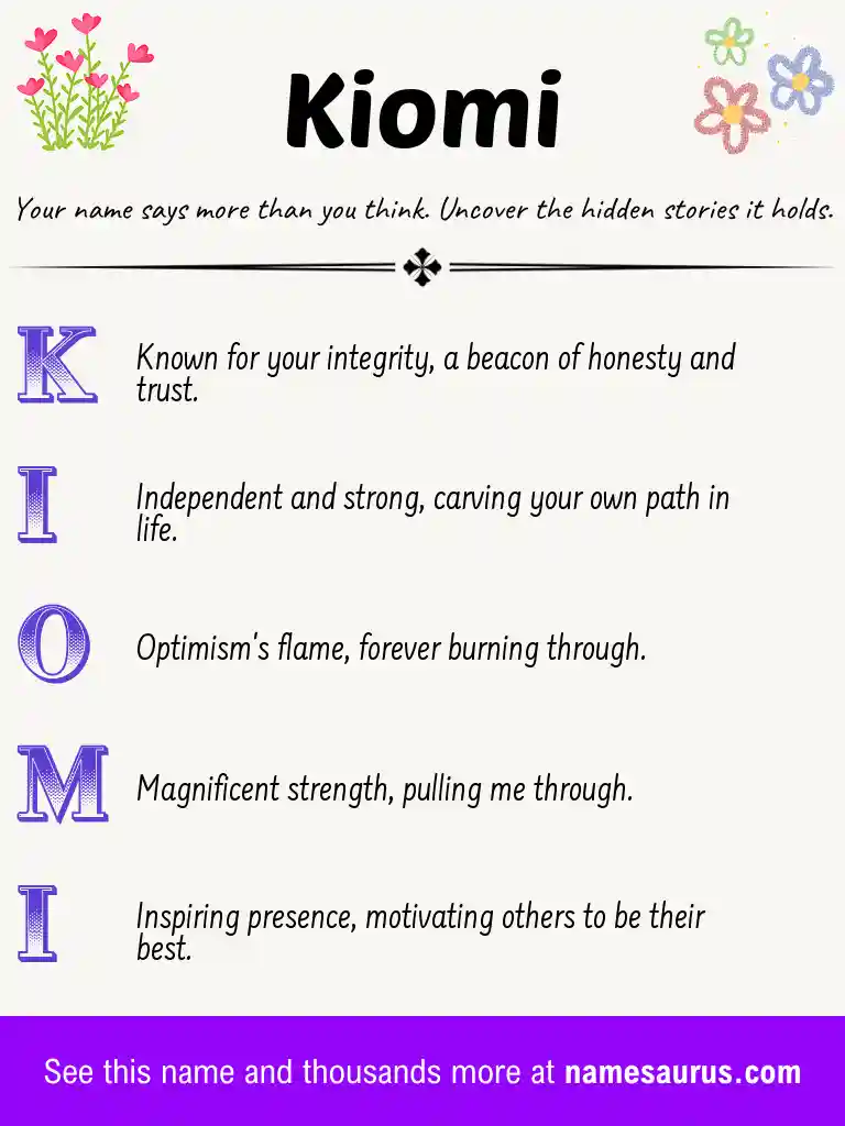 Acrostic poem about Kiomi.