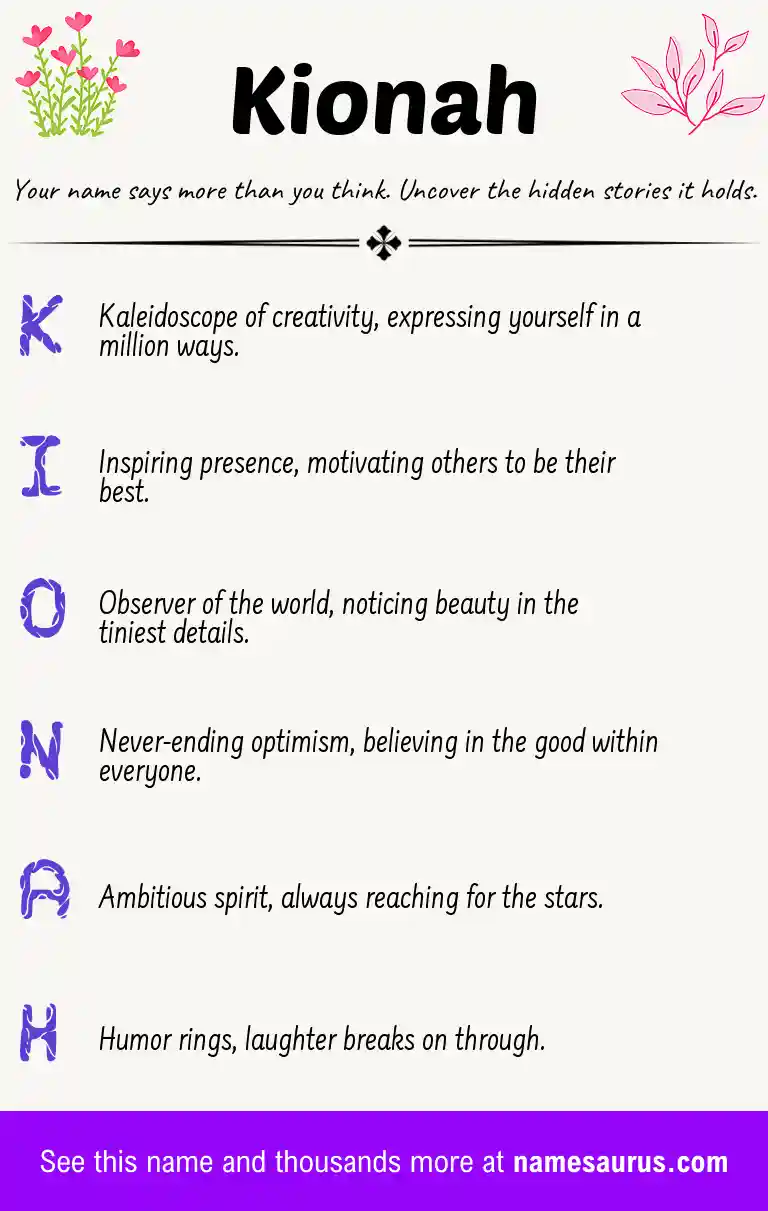 Acrostic poem about Kionah.