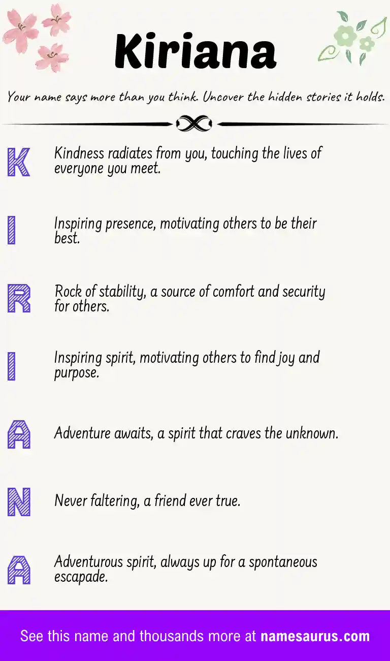Acrostic poem about Kiriana.