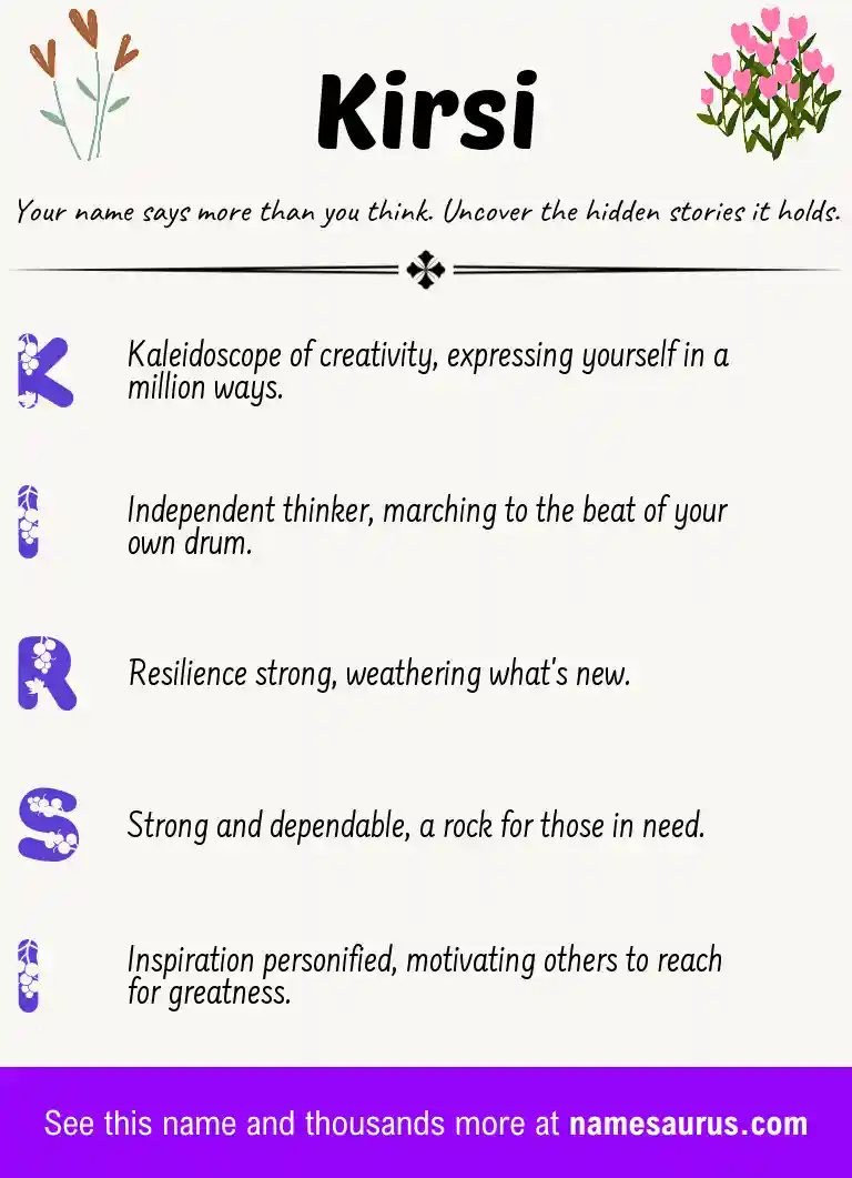 Acrostic poem about Kirsi.