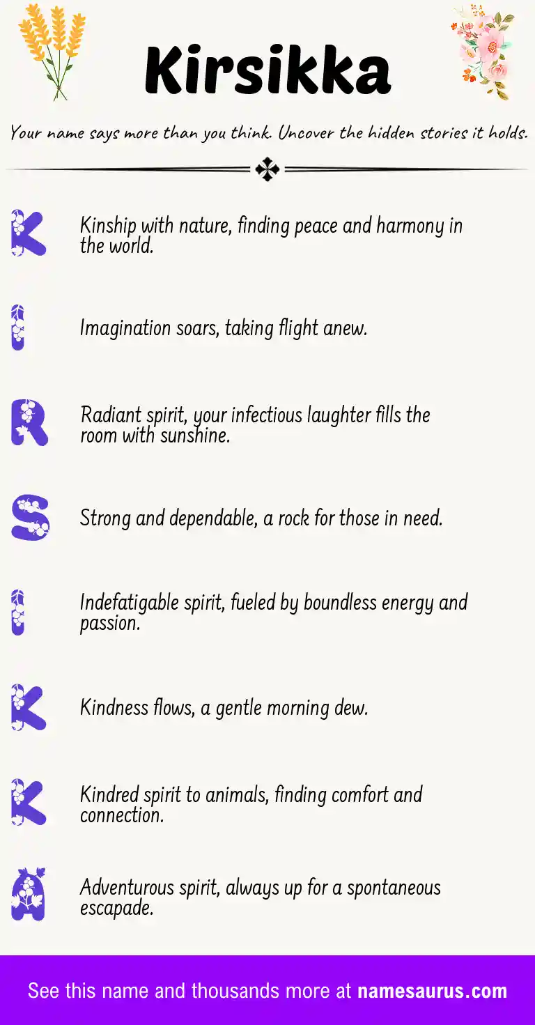 Acrostic poem about Kirsikka.