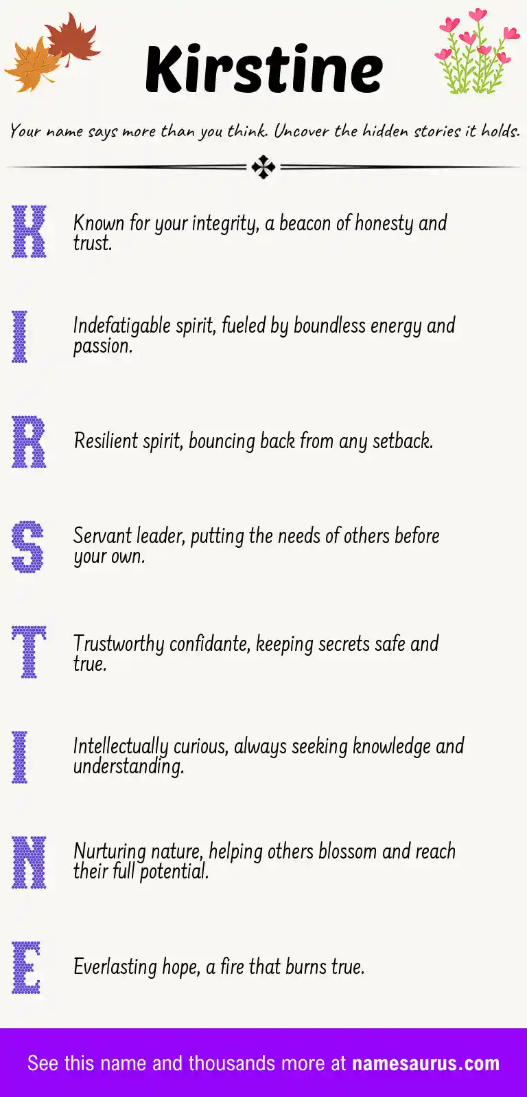 Acrostic poem about Kirstine.