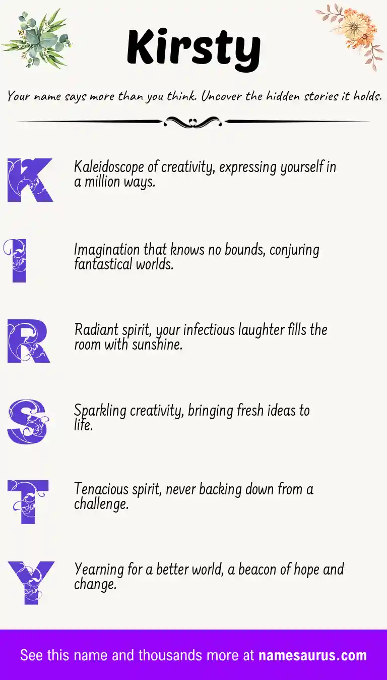 Acrostic poem about Kirsty.