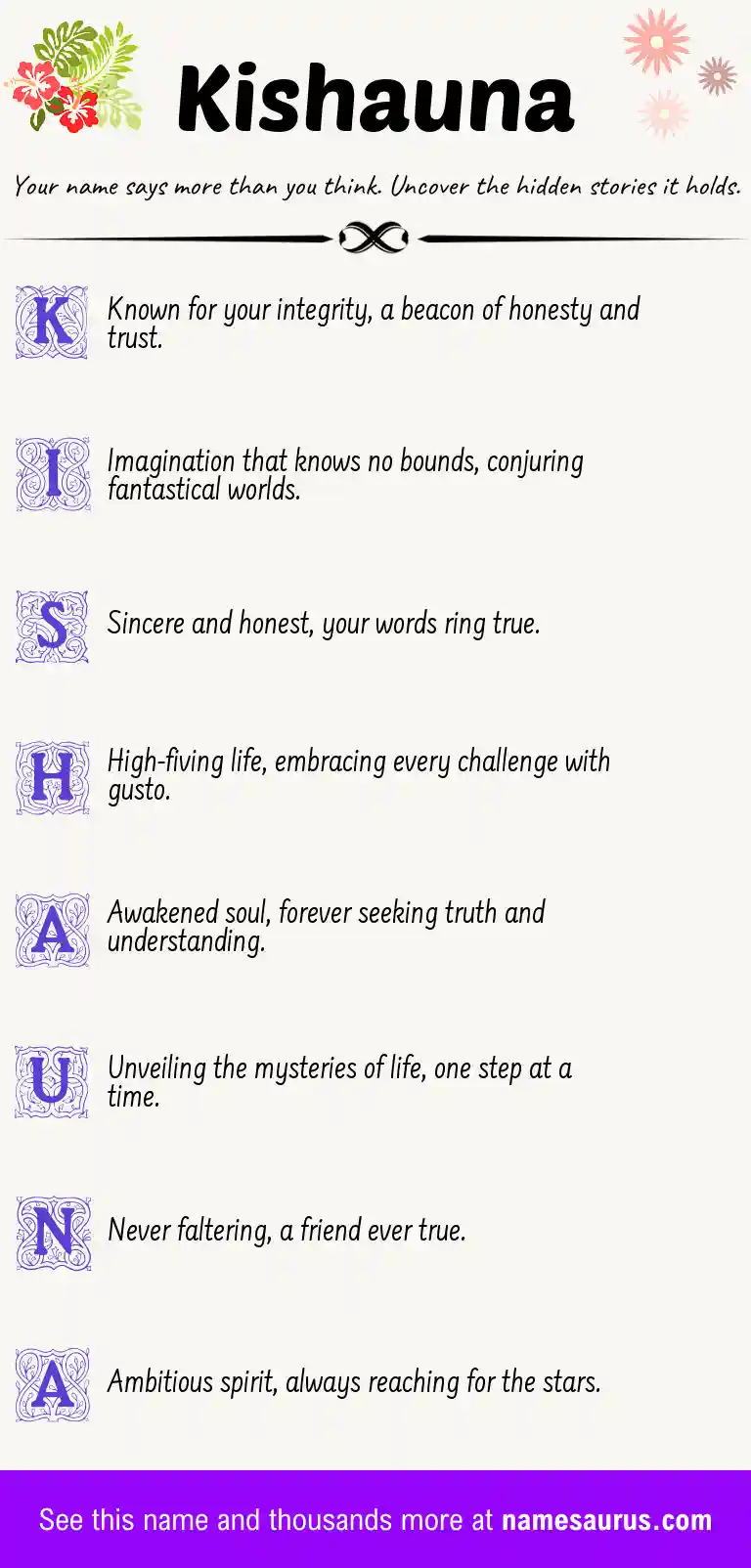 Acrostic poem about Kishauna.