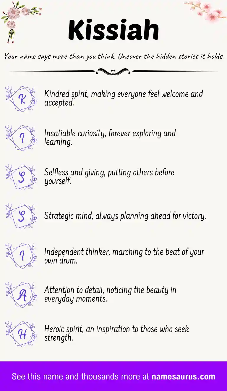 Acrostic poem about Kissiah.