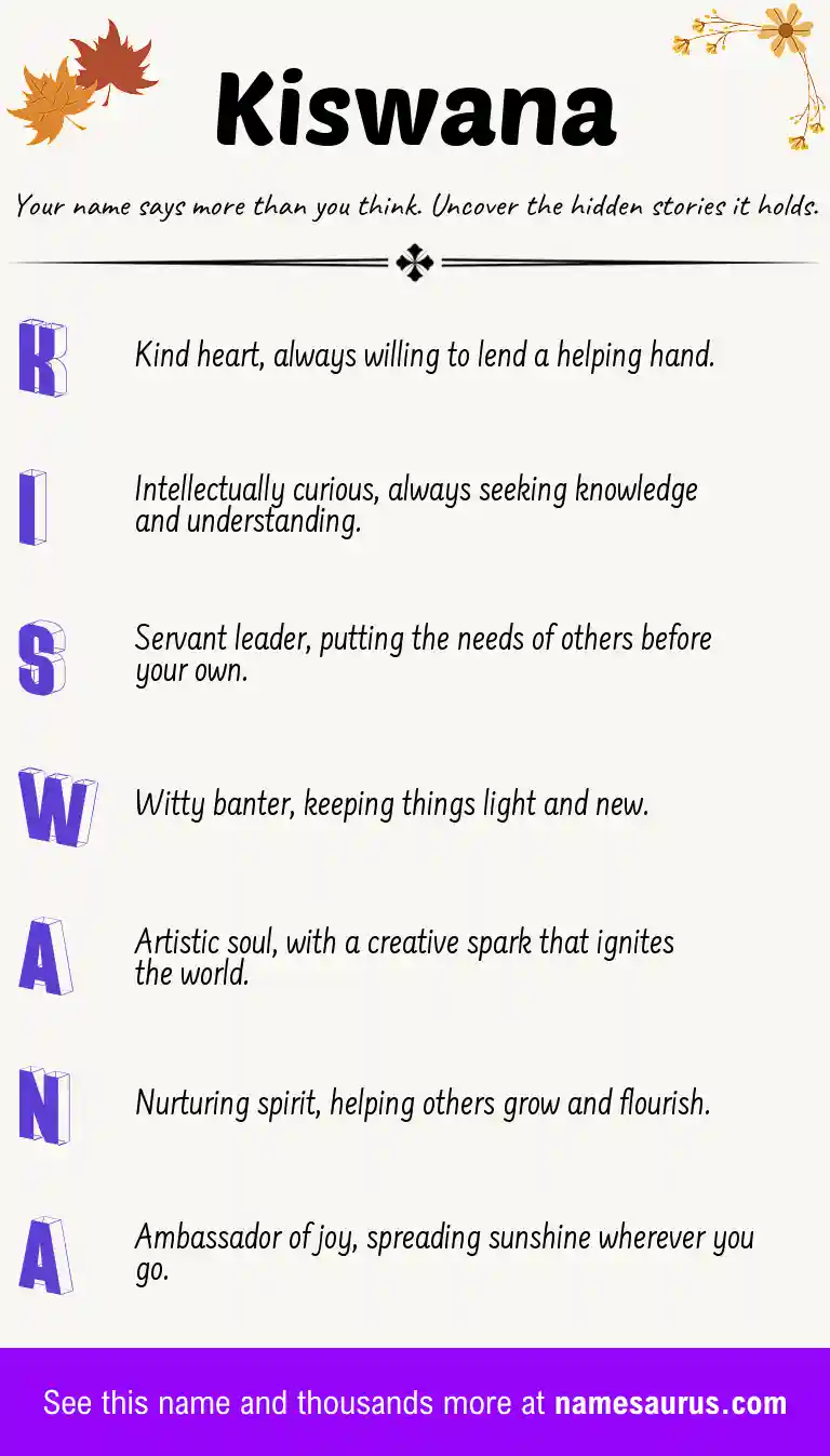 Acrostic poem about Kiswana.