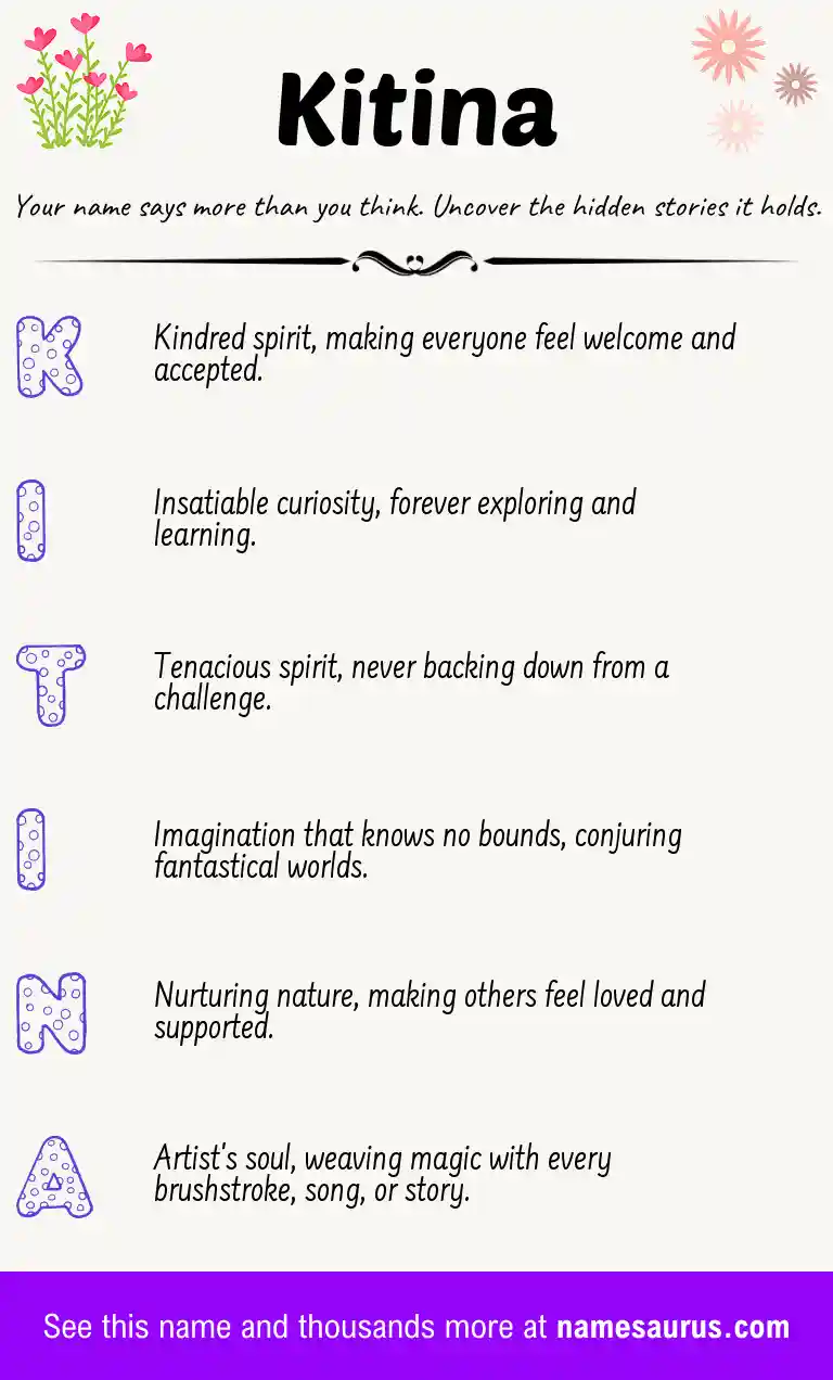 Acrostic poem about Kitina.
