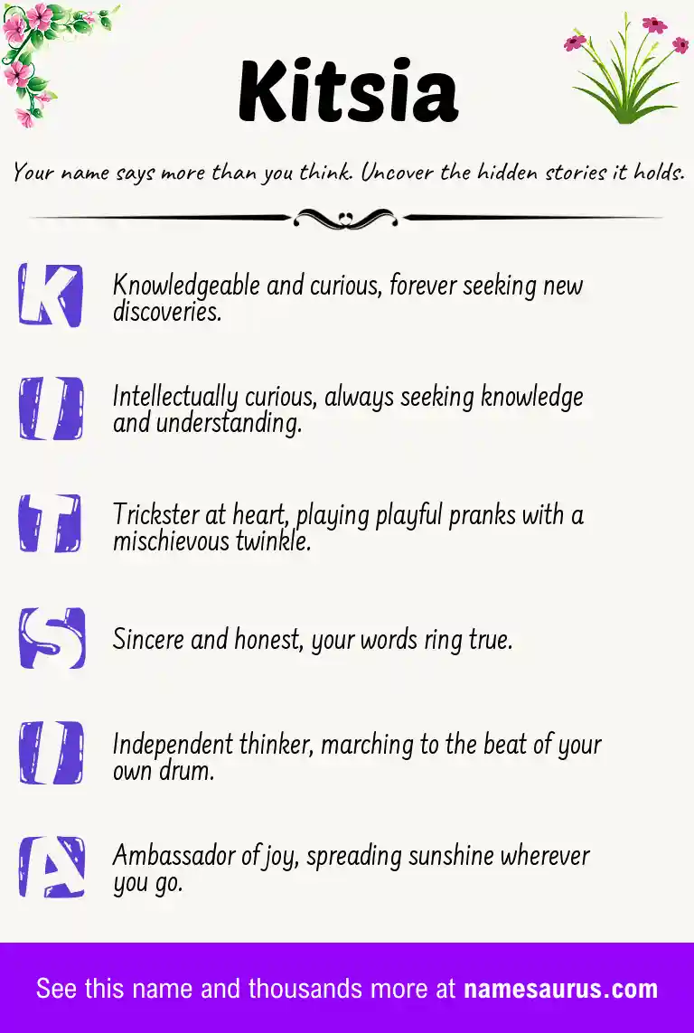 Acrostic poem about Kitsia.