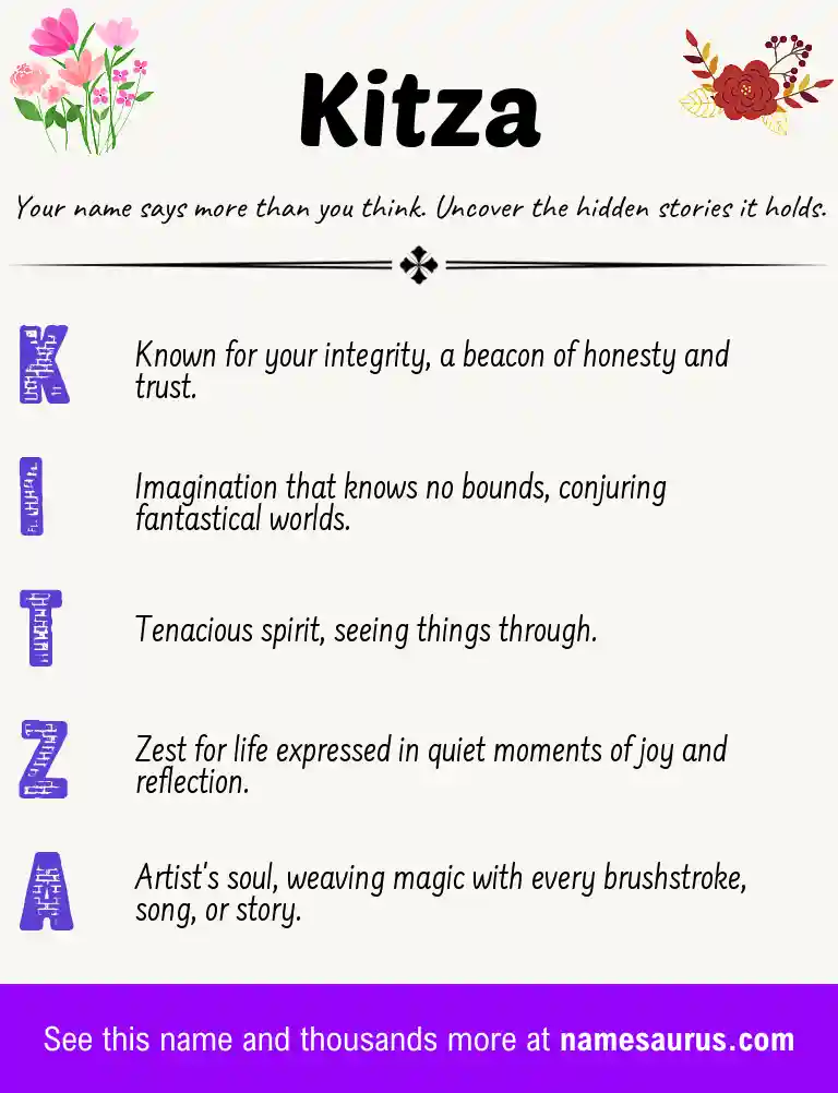 Acrostic poem about Kitza.