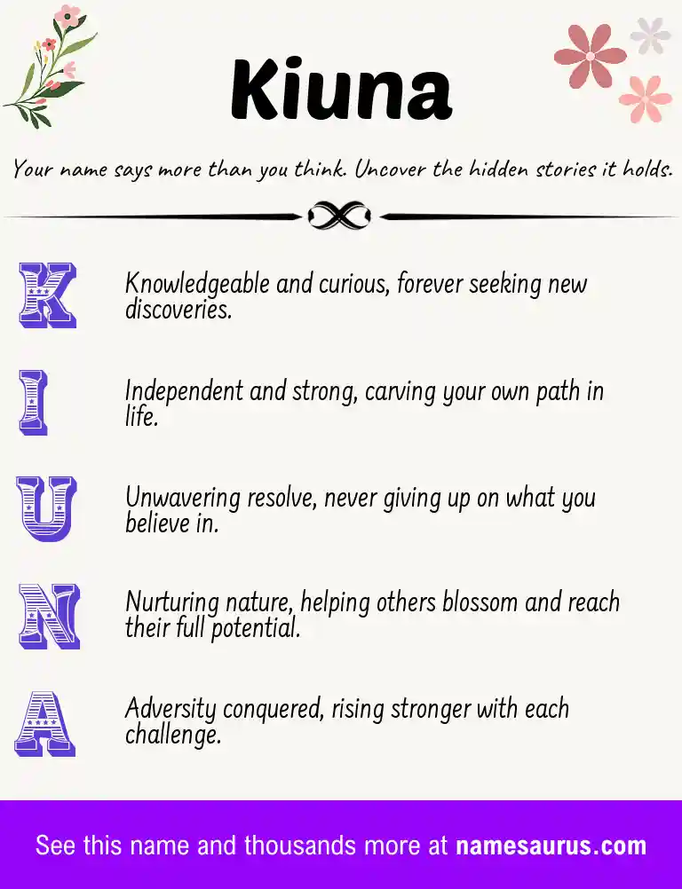 Acrostic poem about Kiuna.