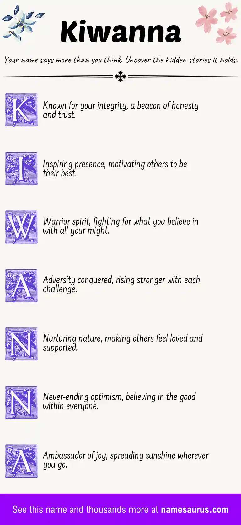 Acrostic poem about Kiwanna.