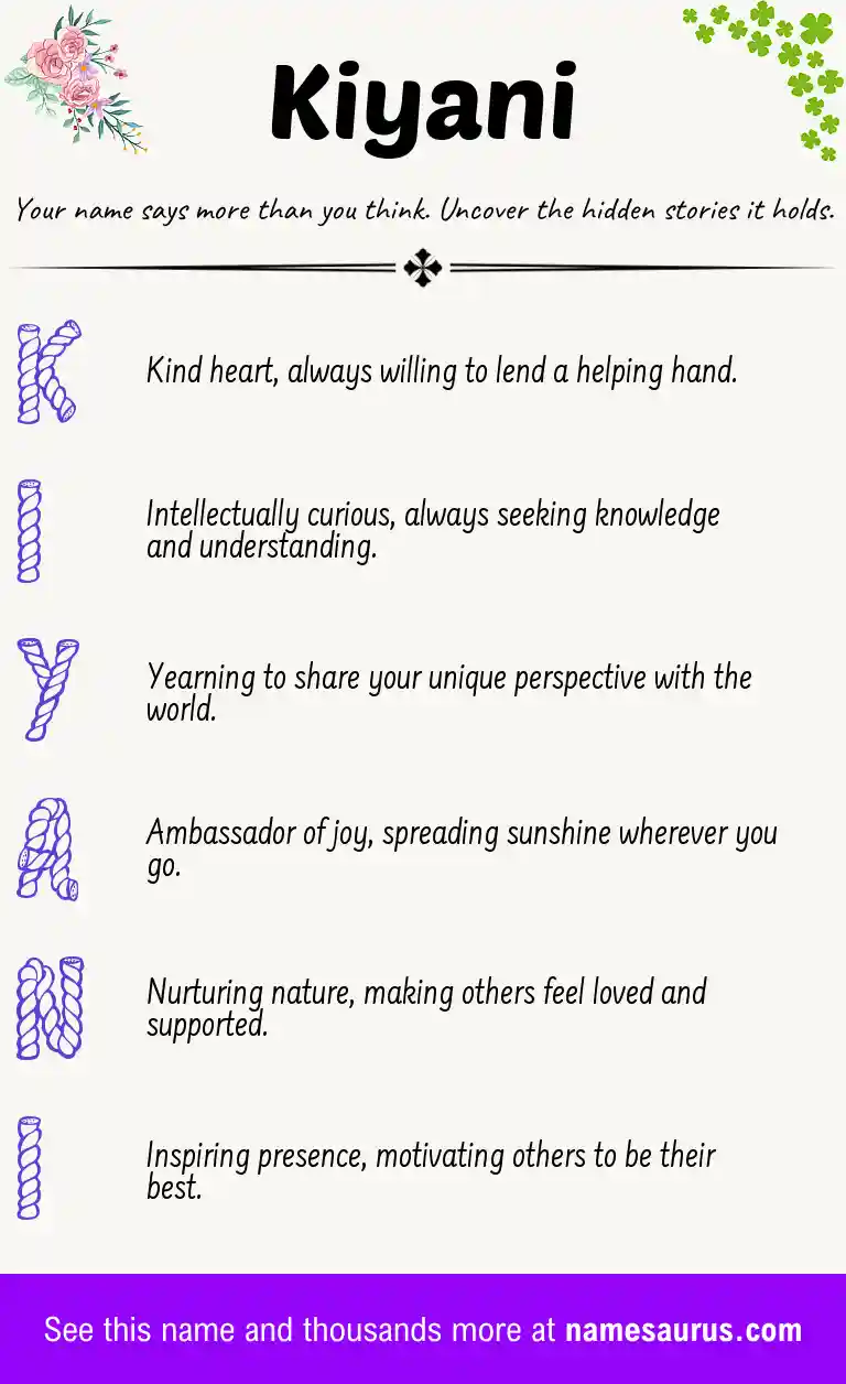 Acrostic poem about Kiyani.