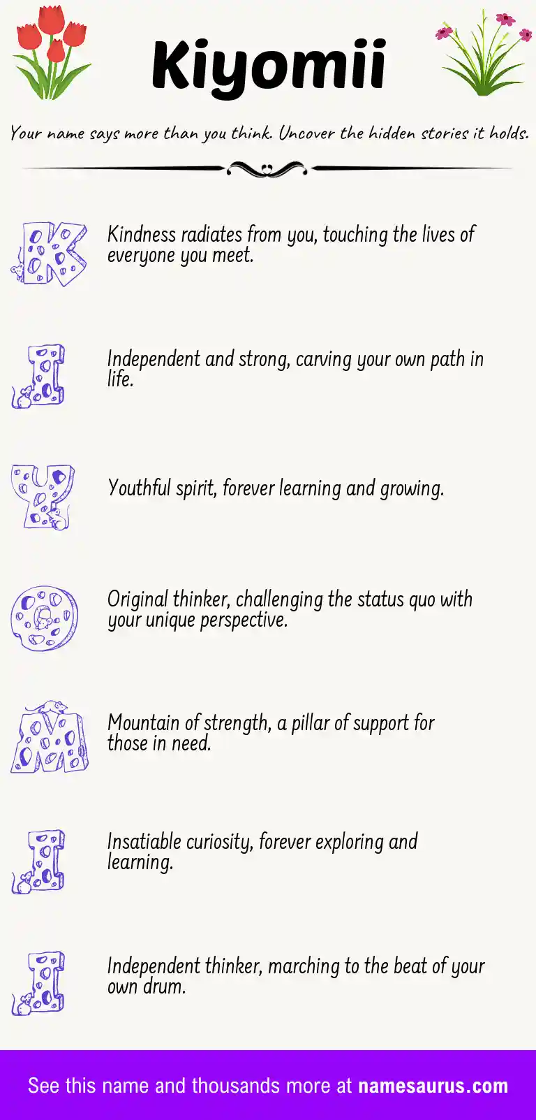 Acrostic poem about Kiyomii.