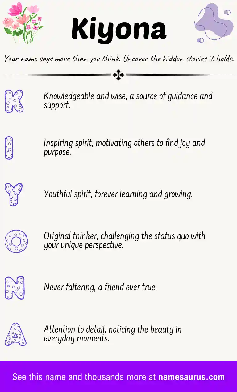 Acrostic poem about Kiyona.