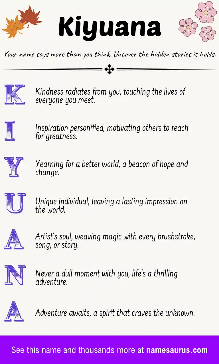 Acrostic poem about Kiyuana.