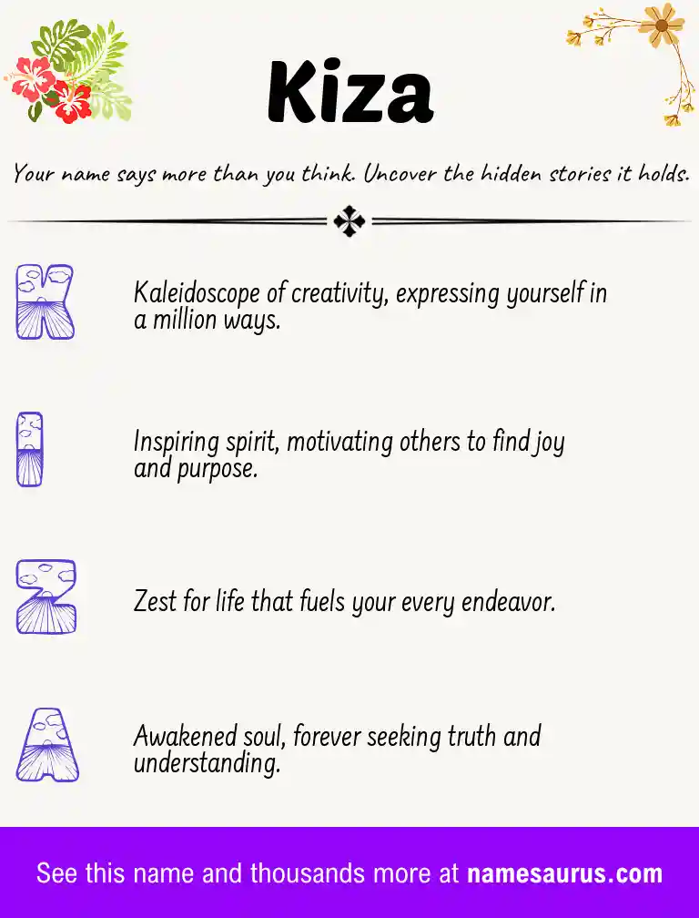 Acrostic poem about Kiza.