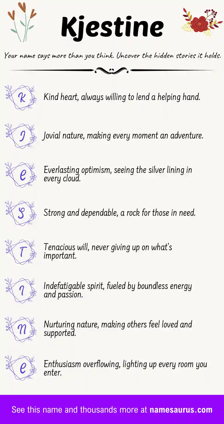 Acrostic poem about Kjestine.