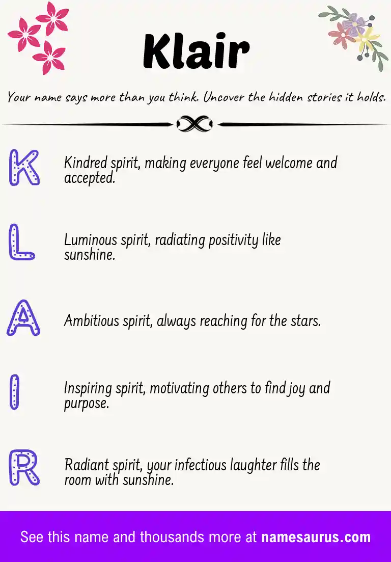Acrostic poem about Klair.