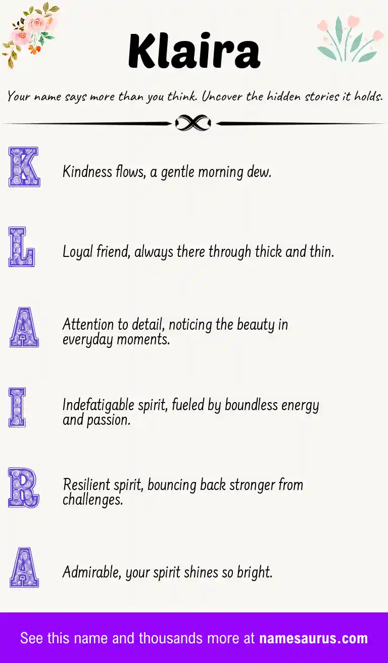 Acrostic poem about Klaira.