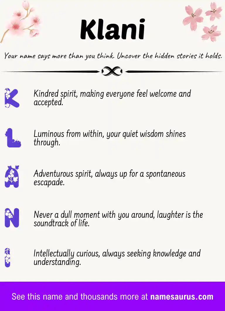 Acrostic poem about Klani.