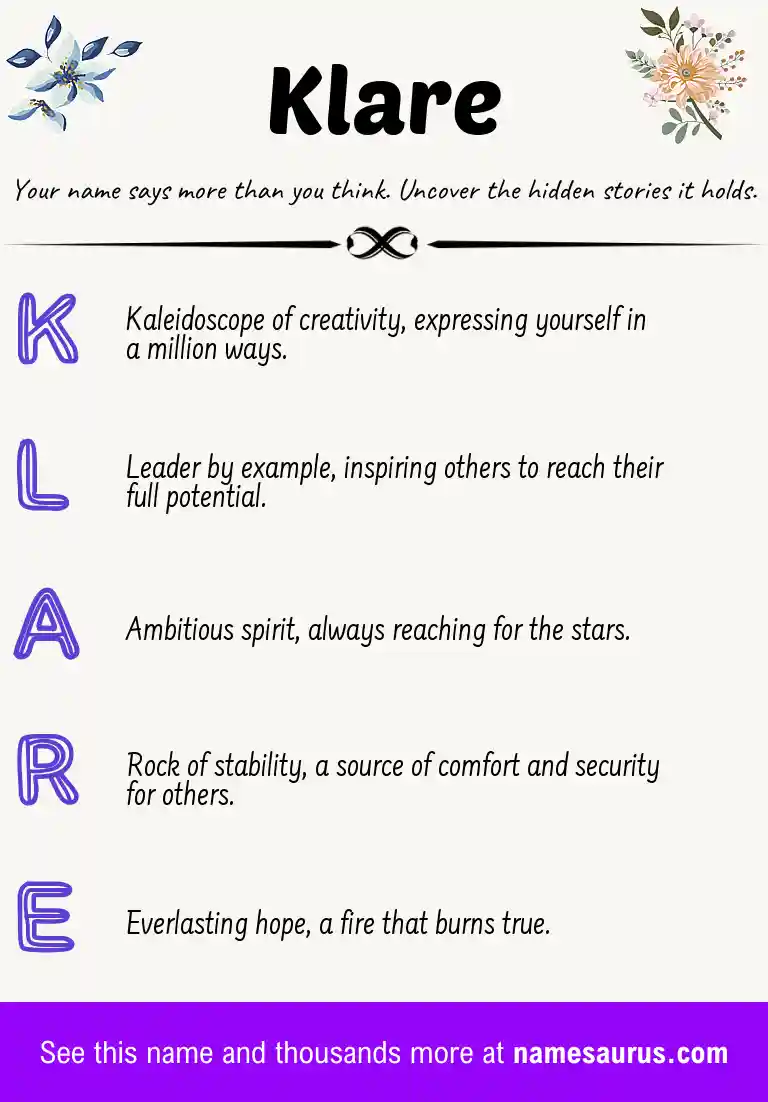 Acrostic poem about Klare.