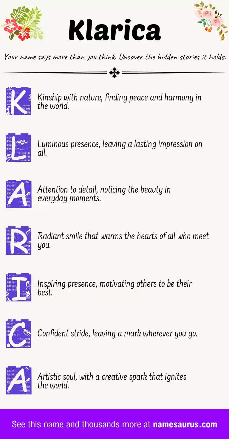 Acrostic poem about Klarica.
