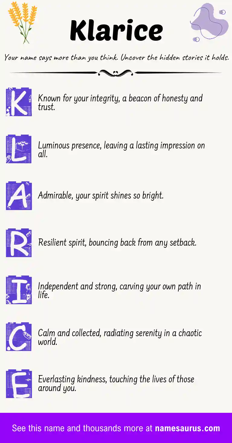 Acrostic poem about Klarice.