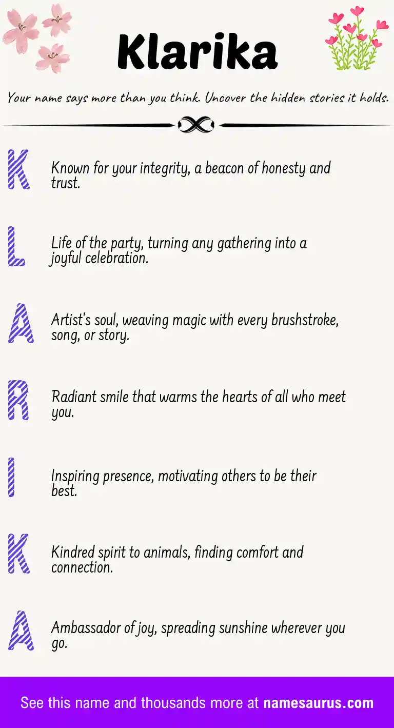 Acrostic poem about Klarika.