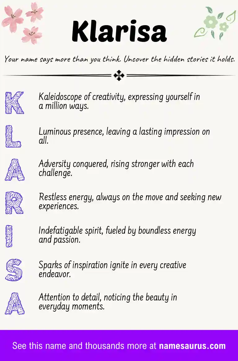 Acrostic poem about Klarisa.