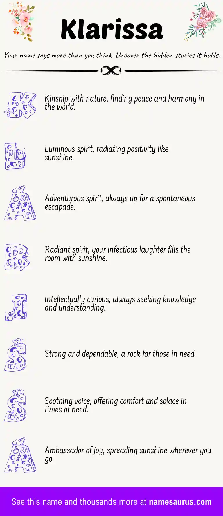 Acrostic poem about Klarissa.