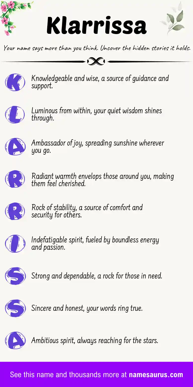 Acrostic poem about Klarrissa.
