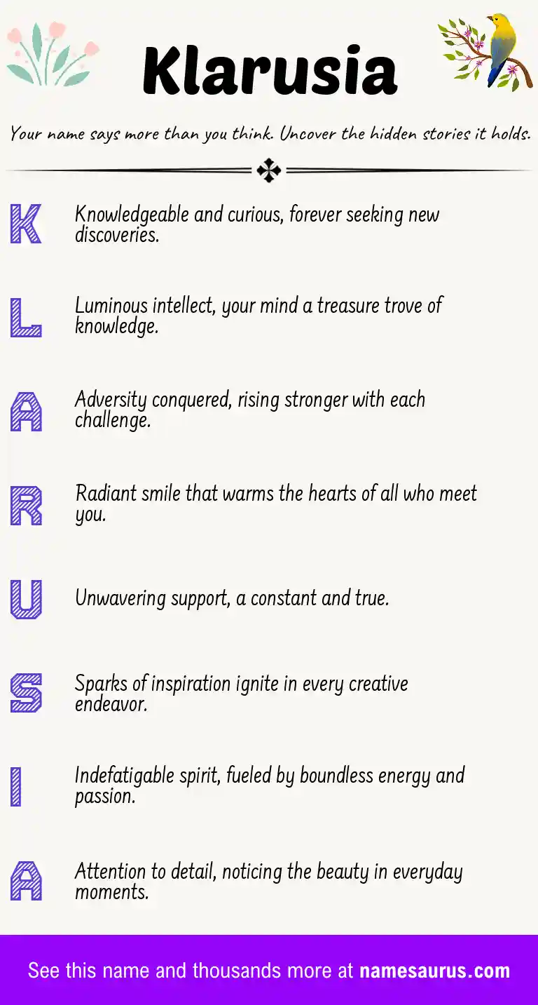 Acrostic poem about Klarusia.