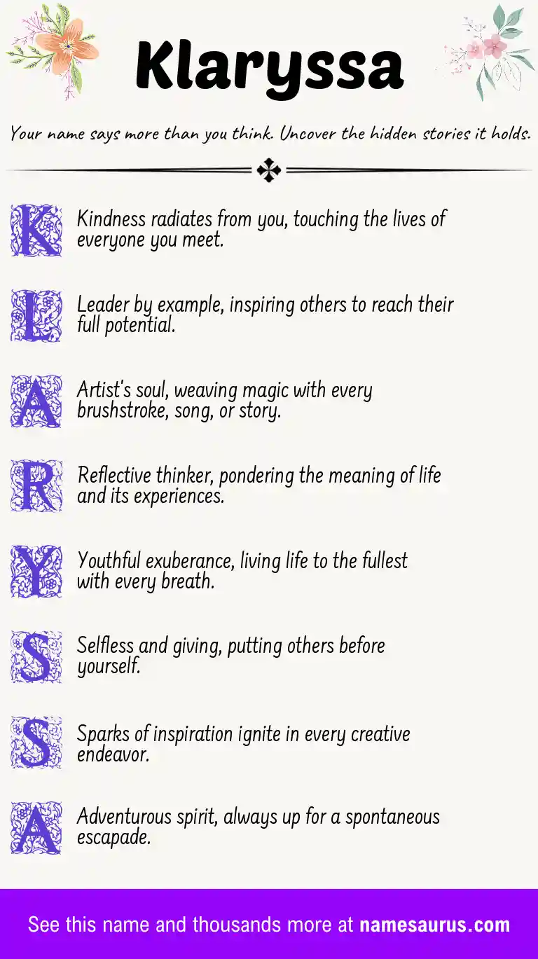 Acrostic poem about Klaryssa.