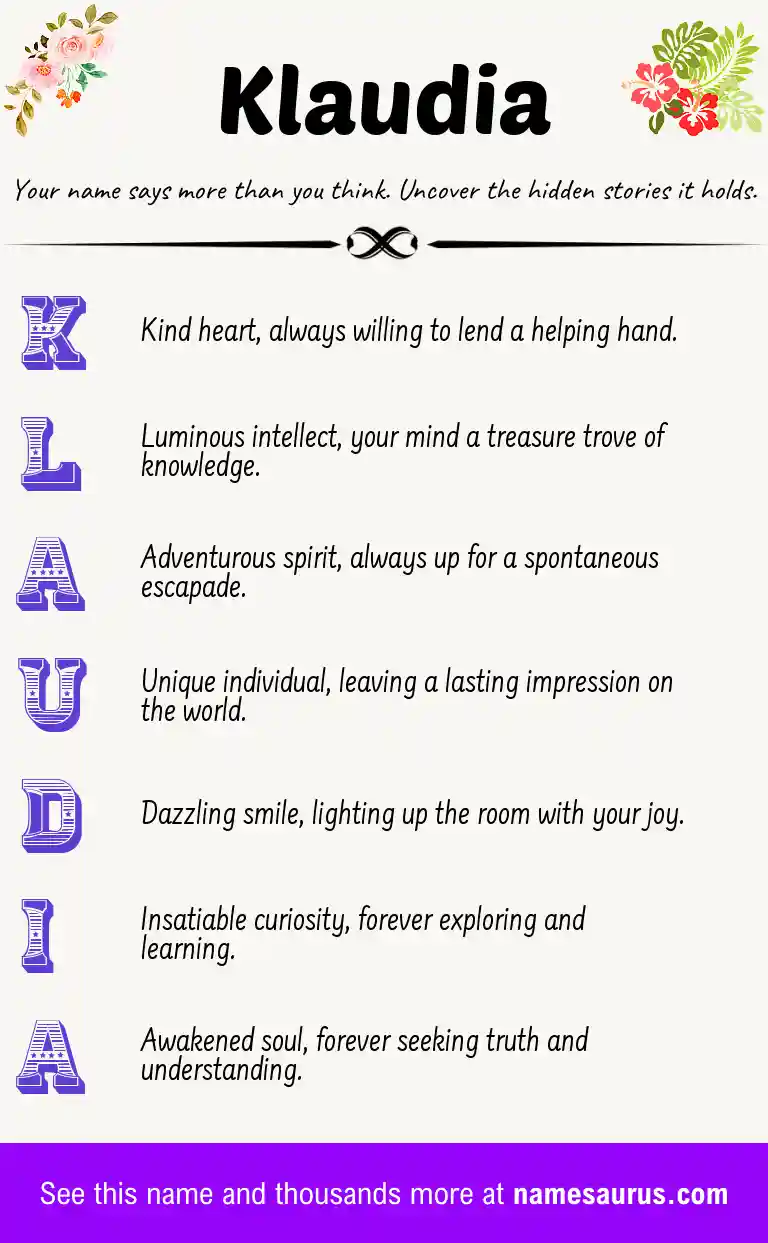 Acrostic poem about Klaudia.