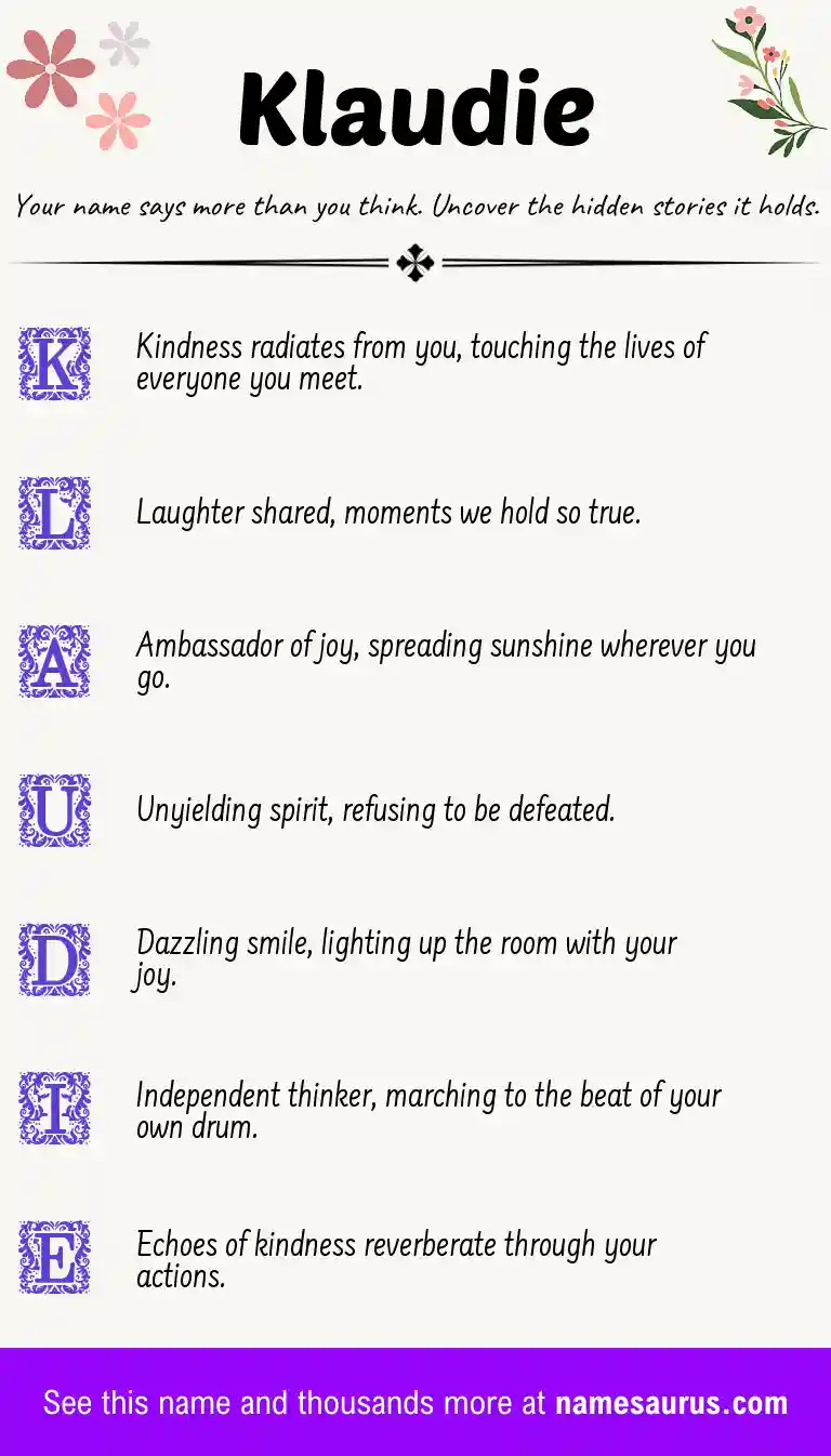 Acrostic poem about Klaudie.