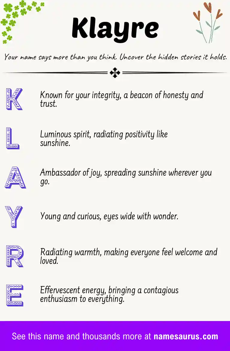 Acrostic poem about Klayre.