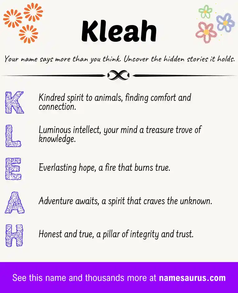 Acrostic poem about Kleah.