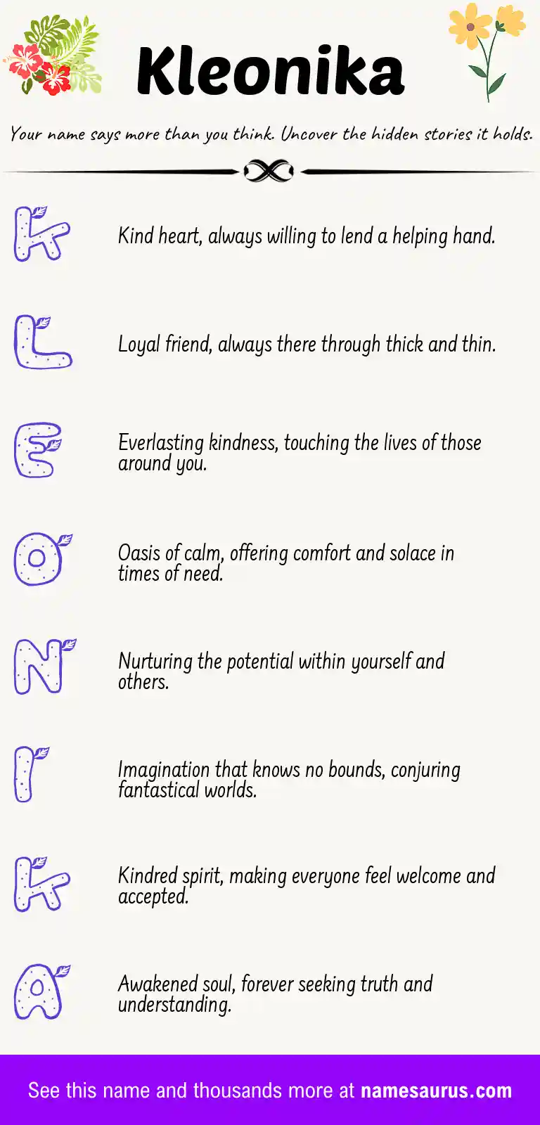 Acrostic poem about Kleonika.